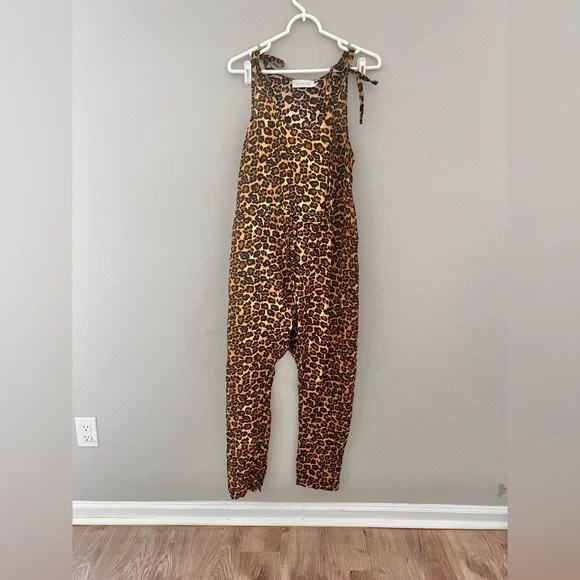 Zimmermann Amelie Tie Shoulder 100% Silk Jumpsuit Leopard Print Size Small/6 - Picture 4 of 8